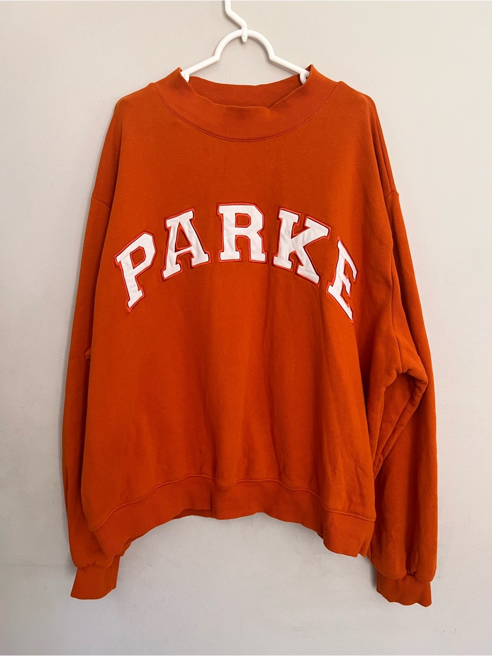 Parke Varsity Mockneck Burnt Orange Fall Halloween Sweatshirt Size XXL - Picture 3 of 5